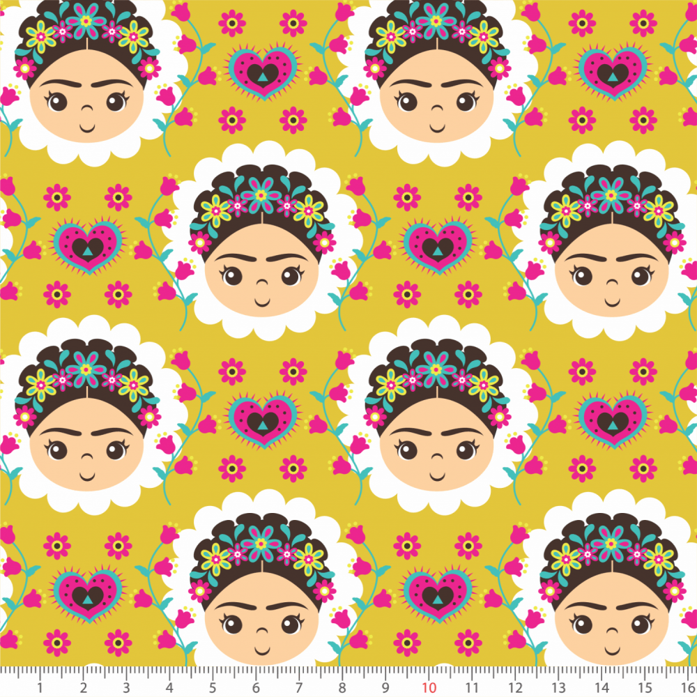 Tecido Tricoline Estampado Frida Kahlo P6178-02 TRICOLINE ESTAMPADO