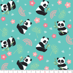 Tecido Tricoline Estampado Urso Panda P7133-01