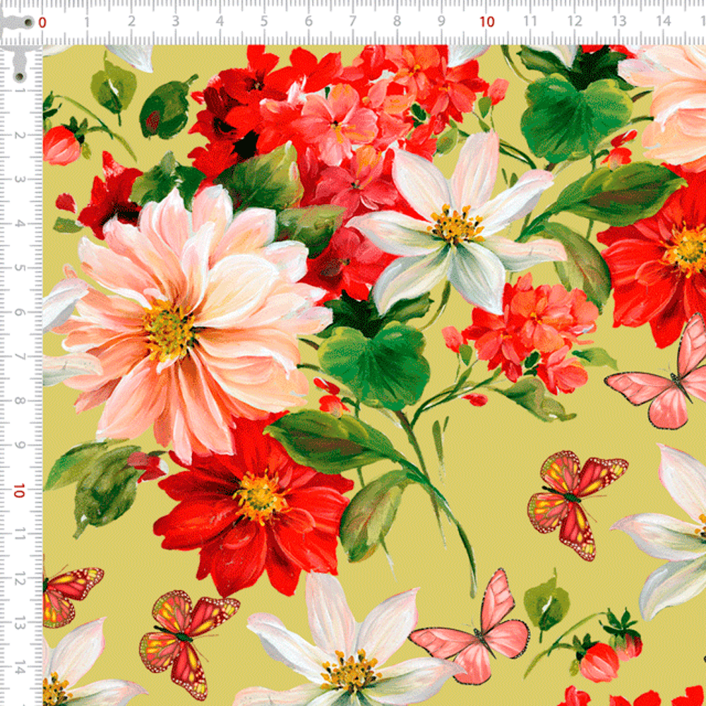 Tricoline Digital Floral Borboletas P9005-116 Digital